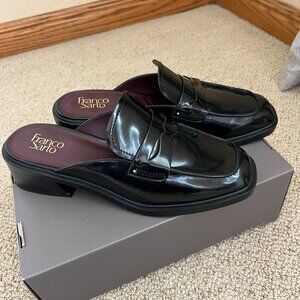 Franco Sarto Genny Black Patent Mule Penny Loafer SZ 11